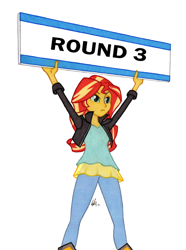 Size: 950x1278 | Tagged: safe, artist:manly man, edit, sunset shimmer, equestria girls, exploitable meme, female, meme, sign, solo, sunset's board