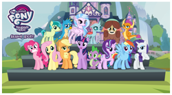 Size: 5116x2842 | Tagged: safe, artist:andoanimalia, derpibooru import, applejack, fluttershy, gallus, ocellus, pinkie pie, rainbow dash, rarity, sandbar, silverstream, smolder, spike, starlight glimmer, twilight sparkle, twilight sparkle (alicorn), yona, alicorn, changedling, changeling, classical hippogriff, dragon, earth pony, griffon, hippogriff, pegasus, pony, unicorn, yak, school daze, season 8, cutie mark, dragoness, female, jewelry, lidded eyes, male, mane six, mare, necklace, student six, teenager