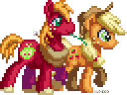 Size: 256x192 | Tagged: safe, artist:ketrindarkdragon, applejack, big macintosh, earth pony, pony, male, my little pony: elements of dissonance, pixel art, sprite, stallion