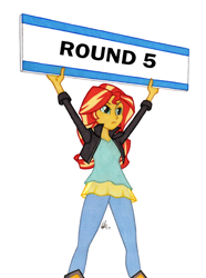 Size: 950x1278 | Tagged: safe, artist:manly man, edit, sunset shimmer, equestria girls, exploitable meme, female, meme, sign, solo, sunset's board