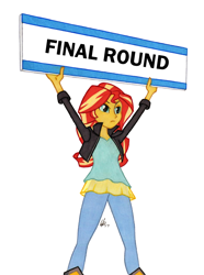 Size: 950x1278 | Tagged: safe, artist:manly man, edit, sunset shimmer, equestria girls, exploitable meme, female, meme, sign, solo, sunset's board