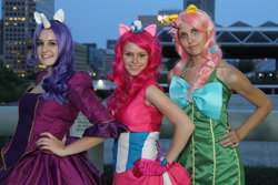 Size: 3456x2304 | Tagged: safe, fluttershy, pinkie pie, rarity, human, cosplay, irl, irl human, photo