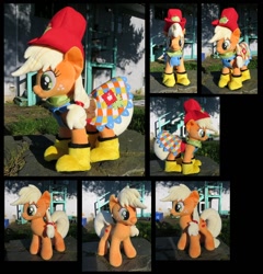 Size: 876x912 | Tagged: safe, artist:fireflytwinkletoes, applejack, suited for success, clothes, dress, galoshes, hat, irl, photo, plushie, solo