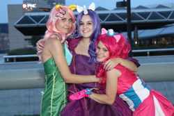 Size: 3456x2304 | Tagged: safe, fluttershy, pinkie pie, rarity, human, cosplay, irl, irl human, photo