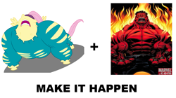 Size: 1075x600 | Tagged: safe, fluttershy, saddle rager, pegasus, pony, exploitable meme, make it happen, meme, power ponies, red hulk