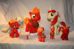 Size: 2048x1365 | Tagged: safe, artist:creideiki-se, apple bloom, big macintosh, derpy hooves, earth pony, pony, beanie (plushie), bloomicorn, irl, male, photo, plushie, self ponidox, stallion, toy