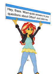 Size: 950x1278 | Tagged: safe, artist:manly man, edit, sunset shimmer, equestria girls, colored pencil drawing, exploitable meme, female, meme, microsoft office, protest, sign, simple background, solo, sunset's board, traditional art, white background