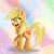 Size: 1024x1024 | Tagged: safe, artist:yuukon, applejack, earth pony, pony, loose hair, open mouth, solo