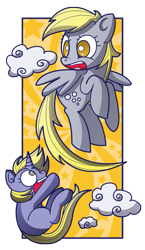 Size: 375x645 | Tagged: safe, artist:xkappax, derpy hooves, dinky hooves, pegasus, pony, falling, female, mare