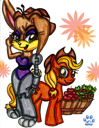 Size: 1700x2192 | Tagged: safe, artist:jayfoxfire, applejack, earth pony, pony, bunnie rabbot, crossover, satam, simple background, sonic the hedgehog (series), transparent background