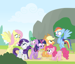 Size: 1400x1200 | Tagged: safe, artist:dm29, derpibooru import, applejack, fluttershy, pinkie pie, rainbow dash, rarity, spike, twilight sparkle, twilight sparkle (alicorn), alicorn, dragon, earth pony, pegasus, pony, unicorn, female, mane seven, mane six, mare, quill, scroll