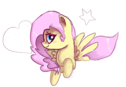 Size: 606x416 | Tagged: safe, artist:strangemoose, fluttershy, pegasus, pony, female, mare, pink mane, solo, yellow coat