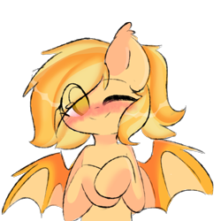 Size: 2000x2000 | Tagged: safe, artist:thieftea, oc, oc:pudding, bat pony, pony, bat pony oc, cute, shy, simple background, white background