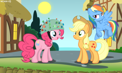 Size: 1024x614 | Tagged: safe, artist:noah-x3, derpibooru import, applejack, pinkie pie, rainbow dash, earth pony, pegasus, pony, group