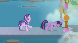 Size: 1914x1046 | Tagged: safe, screencap, starlight glimmer, twilight sparkle, twilight sparkle (alicorn), alicorn, pony, unicorn, school daze, depressed, duo, faic, water