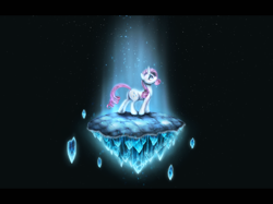 Size: 2540x1900 | Tagged: dead source, safe, artist:ventious, rarity, pony, unicorn, crystal, dirt cube, glow, light, looking up, smiling, solo, stone