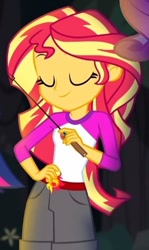 Size: 279x468 | Tagged: safe, screencap, sunset shimmer, equestria girls, legend of everfree, cropped, eyes closed