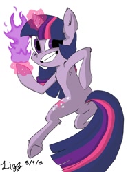 Size: 1280x1719 | Tagged: safe, artist:lizzyoli-ravioli, derpibooru import, twilight sparkle, pony, bipedal, magic, solo