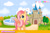 Size: 750x500 | Tagged: safe, screencap, fluttershy, pegasus, pony, castle, cloud, cloudy, fountain, game, link, solo, text