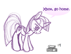 Size: 740x563 | Tagged: safe, artist:boulderthedragon, derpibooru import, twilight sparkle, twilight sparkle (alicorn), alicorn, pony, female, mare, microsoft, twilight is not amused, xbox, xbox one