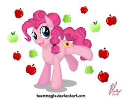 Size: 1024x819 | Tagged: safe, artist:teammagix, pinkie pie, earth pony, pony, pinkie apple pie, apple, cutie mark, fake cutie mark, solo