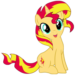 Size: 3500x3500 | Tagged: safe, alternate version, artist:light262, artist:supra80, edit, sunset shimmer, pony, unicorn, cute, female, happy, looking at you, mare, open mouth, open smile, shimmerbetes, simple background, sitting, smiling, smiling at you, solo, transparent background