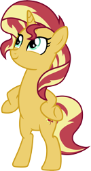 Size: 1061x1975 | Tagged: safe, artist:davidsfire, sunset shimmer, pony, unicorn, equestria girls, mirror magic, spoiler:eqg specials, bipedal, female, in the human world for too long, mare, simple background, smiling, solo, transparent background, underhoof, vector