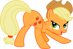 Size: 6027x4019 | Tagged: safe, artist:baka-neku, applejack, earth pony, pony, absurd resolution, applebutt, face down ass up, featureless crotch, looking back, plot, simple background, solo, sunshine sunshine, transparent background, vector