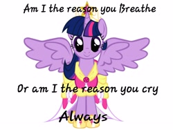 Size: 4000x3000 | Tagged: safe, derpibooru import, twilight sparkle, twilight sparkle (alicorn), alicorn, pony, always, drool, female, lyrics, mare, song reference