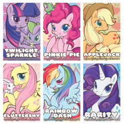 Size: 1000x1000 | Tagged: safe, artist:tastypeach, derpibooru import, angel bunny, applejack, fluttershy, gummy, pinkie pie, rainbow dash, rarity, spike, twilight sparkle, alligator, dragon, earth pony, pegasus, pony, rabbit, unicorn, cowboy hat, female, hat, looking at you, male, mane seven, mane six, mare