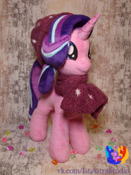 Size: 1280x1698 | Tagged: safe, artist:1stastrastudio, starlight glimmer, pony, unicorn, clothes, hat, irl, photo, plushie, scarf, smiling, solo