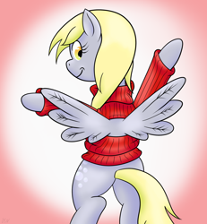 Size: 1280x1387 | Tagged: safe, artist:dsninja, derpy hooves, pegasus, pony, backwards, boob window, clothes, female, i just don't know what went wrong, keyhole turtleneck, mare, open-chest sweater, solo, sweater, turtleneck