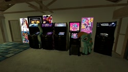 Size: 1366x768 | Tagged: safe, derpibooru import, applejack, fluttershy, pinkie pie, rainbow dash, rarity, twilight sparkle, earth pony, pegasus, pony, unicorn, anarchy arcade, arcade, pinball, pinball machine, steam, steam (software)