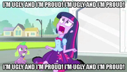 Size: 648x370 | Tagged: safe, derpibooru import, edit, edited screencap, screencap, spike, twilight sparkle, dog, equestria girls, equestria girls (movie), duo, exploitable meme, image macro, meme, something smells, spike the dog, spongebob squarepants, twiscream