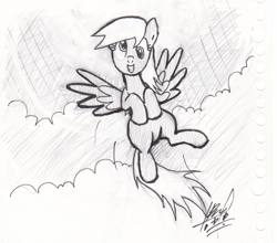 Size: 1772x1558 | Tagged: safe, artist:digiral, derpy hooves, pegasus, pony, female, mare, monochrome, solo