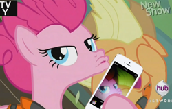 Size: 2000x1275 | Tagged: safe, edit, screencap, pinkie pie, earth pony, pony, pinkie apple pie, duckface, iphone, iphone 5, iphone 5s, selfie