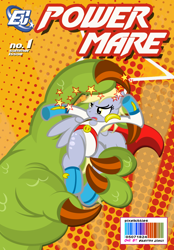 Size: 1050x1512 | Tagged: safe, artist:pixelkitties, derpy hooves, pegasus, pony, clothes, costume, crossover, female, mare, power girl, superhero