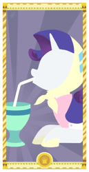 Size: 400x775 | Tagged: safe, artist:janeesper, rarity, pony, unicorn, camping outfit, cup, drinking, queen of cups, queen of hearts, solo, straw, tarot card