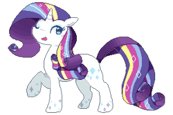 Size: 300x200 | Tagged: safe, artist:milkii-ways, rarity, pony, unicorn, cutie mark, female, horn, one eye closed, open mouth, rainbow power, raised hoof, simple background, solo, white background, wink