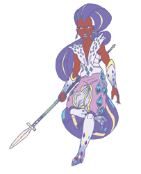 Size: 650x800 | Tagged: safe, artist:spectralunicorn, rarity, human, twilight's kingdom, dark skin, female, humanized, rainbow power, simple background, solo, spear, weapon, white background