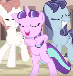 Size: 336x348 | Tagged: safe, screencap, starlight glimmer, pony, unicorn, the cutie map, bipedal, cropped, cult, equal cutie mark, equality, eyes closed, female, great moments in animation, in our town, mare, our town, s5 starlight, singing, solo focus