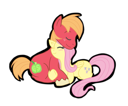 Size: 837x697 | Tagged: safe, artist:missbluebee, big macintosh, fluttershy, earth pony, pegasus, pony, fluttermac, male, shipping, stallion, straight