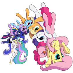 Size: 1024x1024 | Tagged: safe, artist:tranquilmind, derpibooru import, applejack, fluttershy, pinkie pie, princess celestia, princess luna, rainbow dash, rarity, spike, twilight sparkle, twilight sparkle (alicorn), alicorn, dragon, earth pony, pegasus, pony, unicorn, arch, bipedal, female, german suplex, grin, gritted teeth, mane six, mare, open mouth, simple background, smiling, smirk, suplex, tongue out, transparent background, underhoof, vector