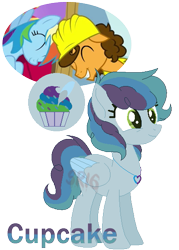 Size: 397x555 | Tagged: safe, artist:superrosey16, derpibooru import, cheese sandwich, rainbow dash, oc, oc:cupccake, pegasus, pony, cheesedash, female, hard hat, male, mare, offspring, parent:cheese sandwich, parent:rainbow dash, parents:cheesedash, shipping, simple background, straight, transparent background