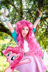 Size: 640x960 | Tagged: safe, artist:clefchan, pinkie pie, human, equestria girls, cosplay, human ponidox, irl, irl human, photo, tongue out