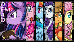 Size: 1920x1080 | Tagged: safe, artist:vavacung, derpibooru import, applejack, fluttershy, pinkie pie, rainbow dash, rarity, twilight sparkle, earth pony, pegasus, pony, unicorn, future diary, mane six