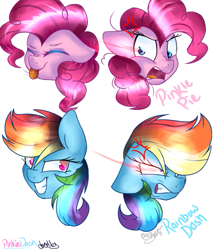 Size: 559x653 | Tagged: safe, artist:tehgamingcherryyt, derpibooru import, pinkie pie, rainbow dash, earth pony, pegasus, pony, angry, cross-popping veins, doodles, female, happy, head