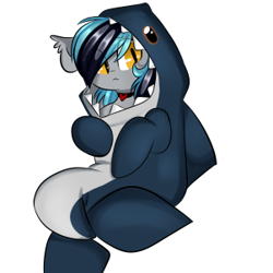 Size: 301x301 | Tagged: safe, artist:thieftea, oc, oc:greycedar, bat pony, pony, shark, clothes, costume, cute, male