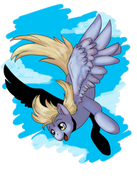 Size: 1024x1325 | Tagged: safe, artist:crazy-luna, derpy hooves, pegasus, pony, female, flying, freefall, mare, smiling, solo, spread wings