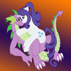 Size: 900x900 | Tagged: safe, artist:manestreamstudios, rarity, spike, dragon, pony, unicorn, female, male, shipping, sparity, straight